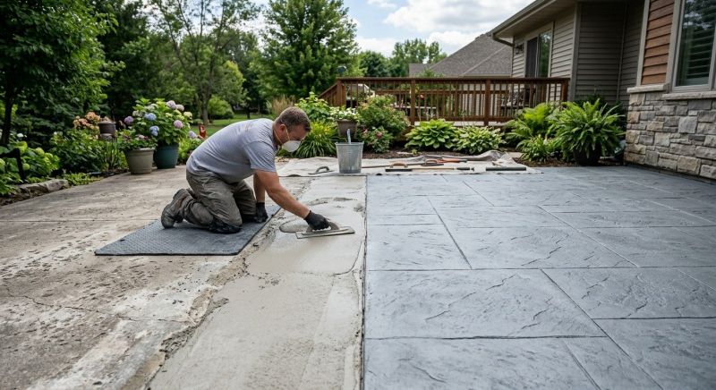 Stamped Concrete Patio Installation in Frisco, TX